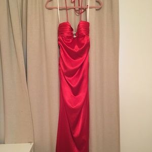 Red Floor Length Prom Dress